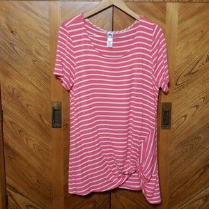 Honeyme coral/white stripe top